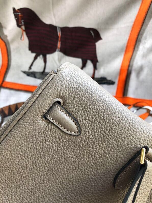 Hermes Kelly Ado Backpack In Gris Asphalte Clemence Leather